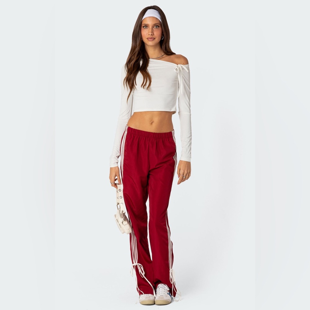 Edikted Remy Bow Ribbon Track Pants NWT